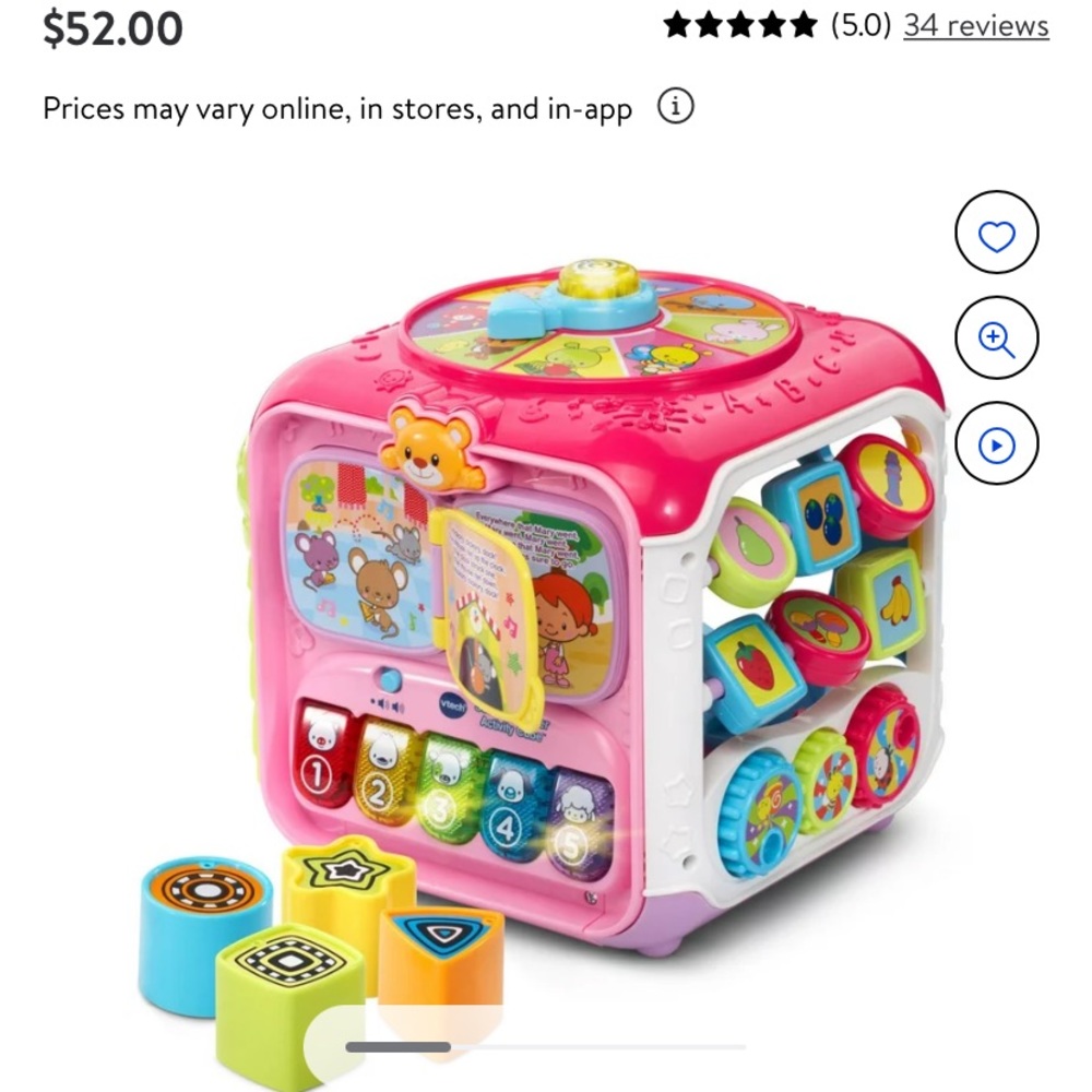 VTech Sort and Discover Activity Cube, Great Toy for Infant, Pink